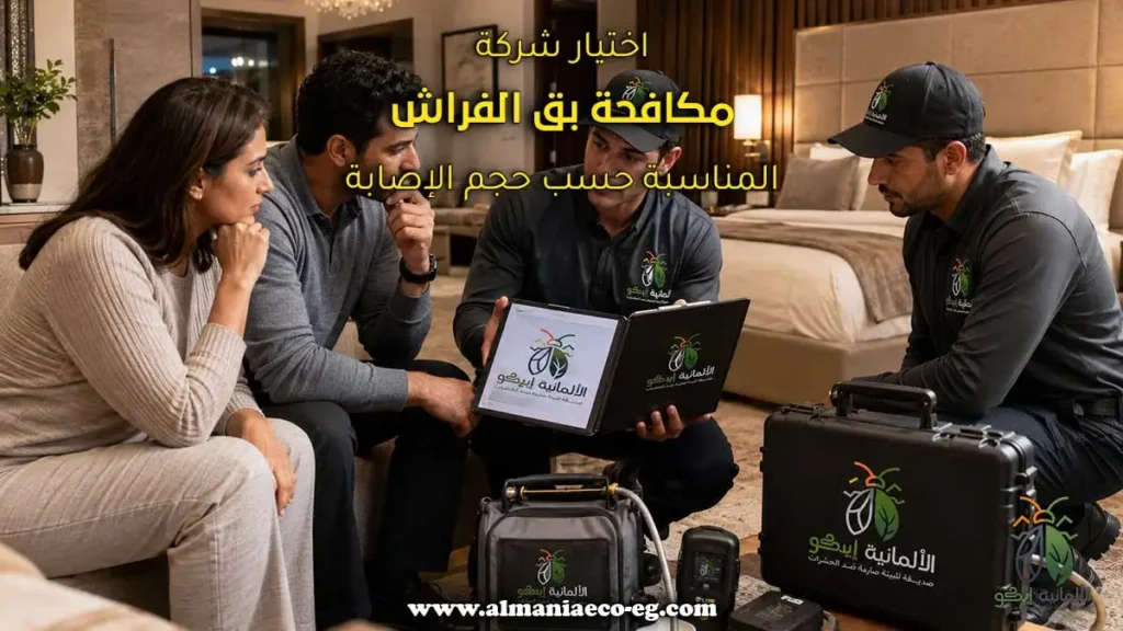 فريق مكافحة بق الفراش يشرح خطة العلاج لأصحاب المنزل بعد الفحص