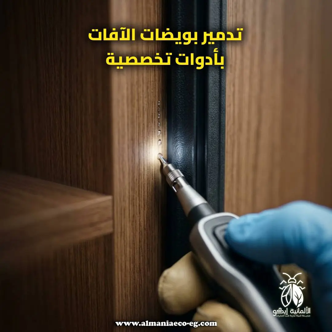 تدمير بويضات الآفات بأدوات تخصصية.