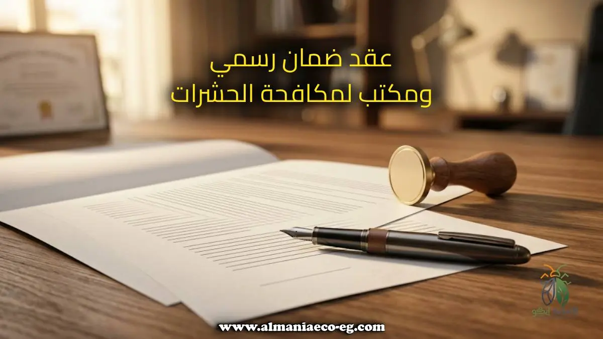 عقد ضمان رسمي ومكتب لمكافحة الحشرات.