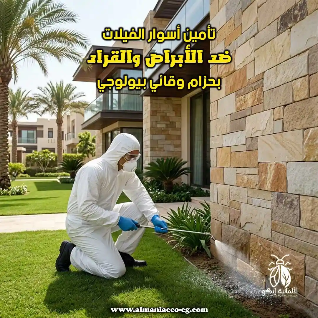 تأمين أسوار الفيلات ضد الأبراص والقراد بحزام وقائي بيولوجي.